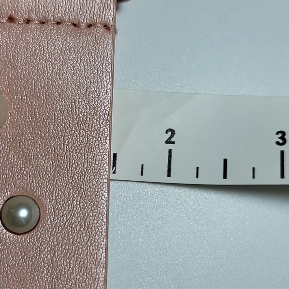 Pink belt with pearl studs - light blush gold buckle pearls soft girl - Picture 6 of 6
